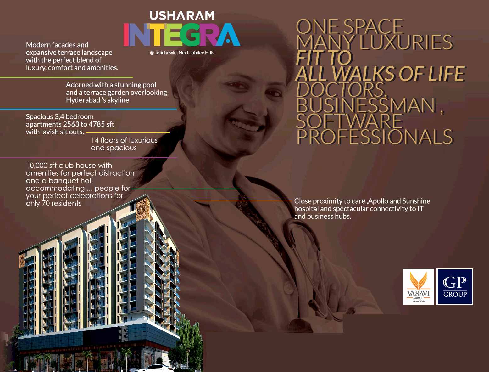 Book spacious apartments with lavish sit-outs at Vasavi Usharam Integra in Hyderabad